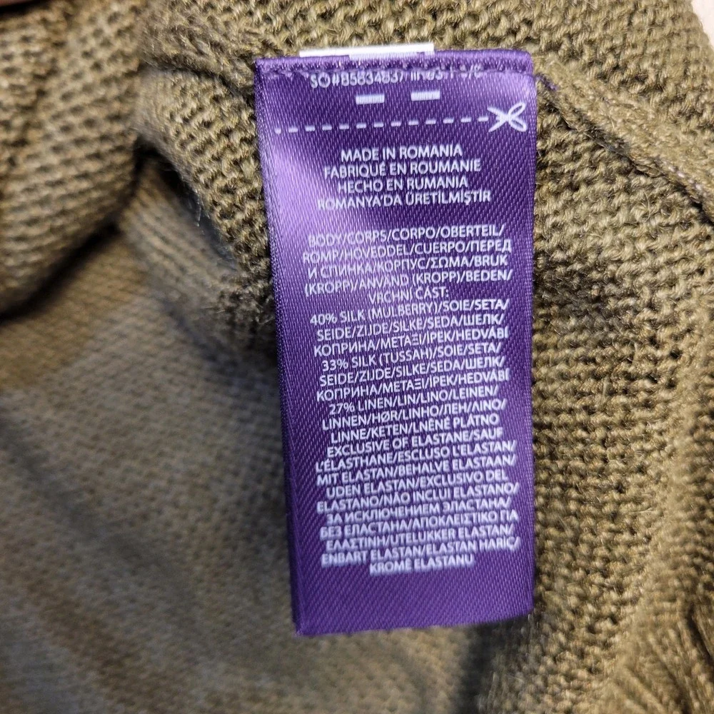 Ralph Lauren Purple Label Silk Linen Crew Neck Sweater Mens M Olive Green $995